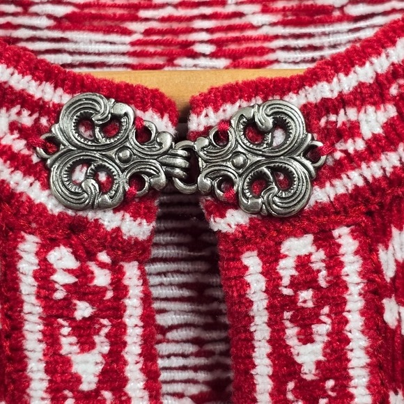 Croft & Barrow Womens Fair Isle Cardigan Sweater Red Size M Toggles Winter - Picture 4 of 12
